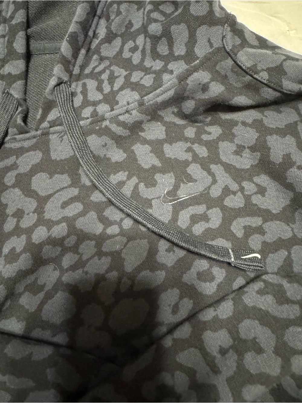 Nike Women's Black & Dark Gray Leopard Hoodie